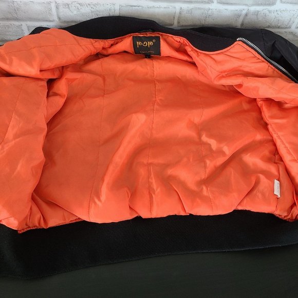 Vintage Pop England Black Bomber Jacket Mens Large Orange Lining - Picture 6 of 11